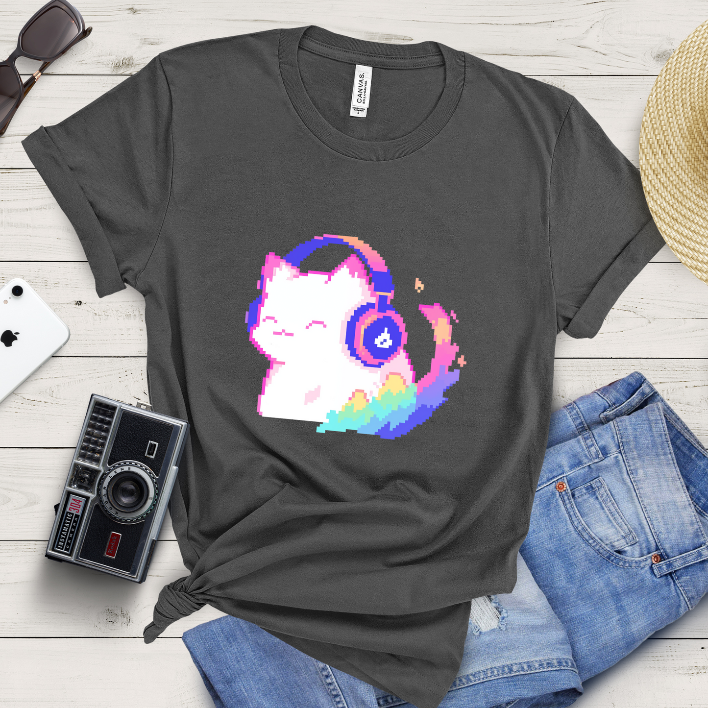 Pixel Music Cat T-Shirt