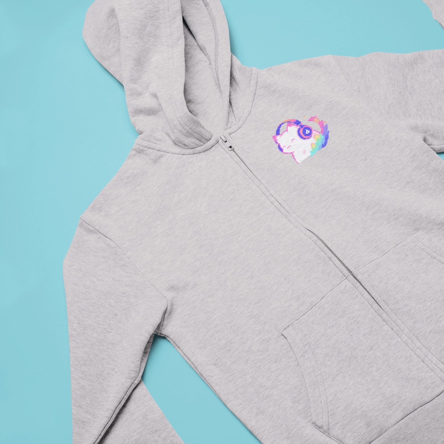 Pixel Music Cat Zip Hoodie