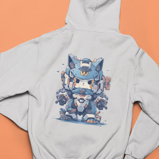 Azure Samurai Robo-Cat Zip Hoodie