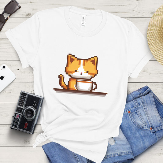 Kitty Coffee Pixel T-Shirt