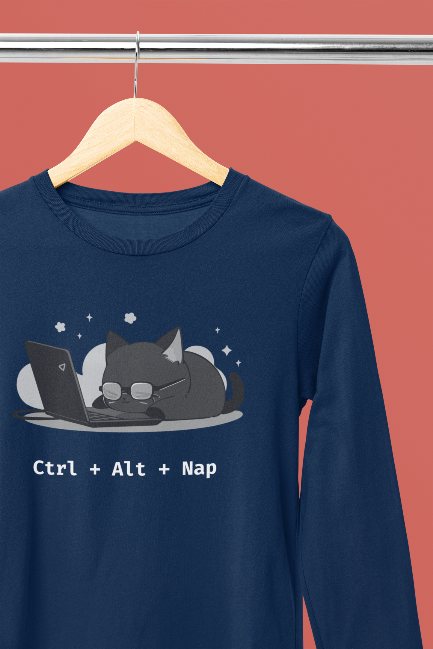 Cat Ctrl + Alt + Nap Long Sleeve Tee