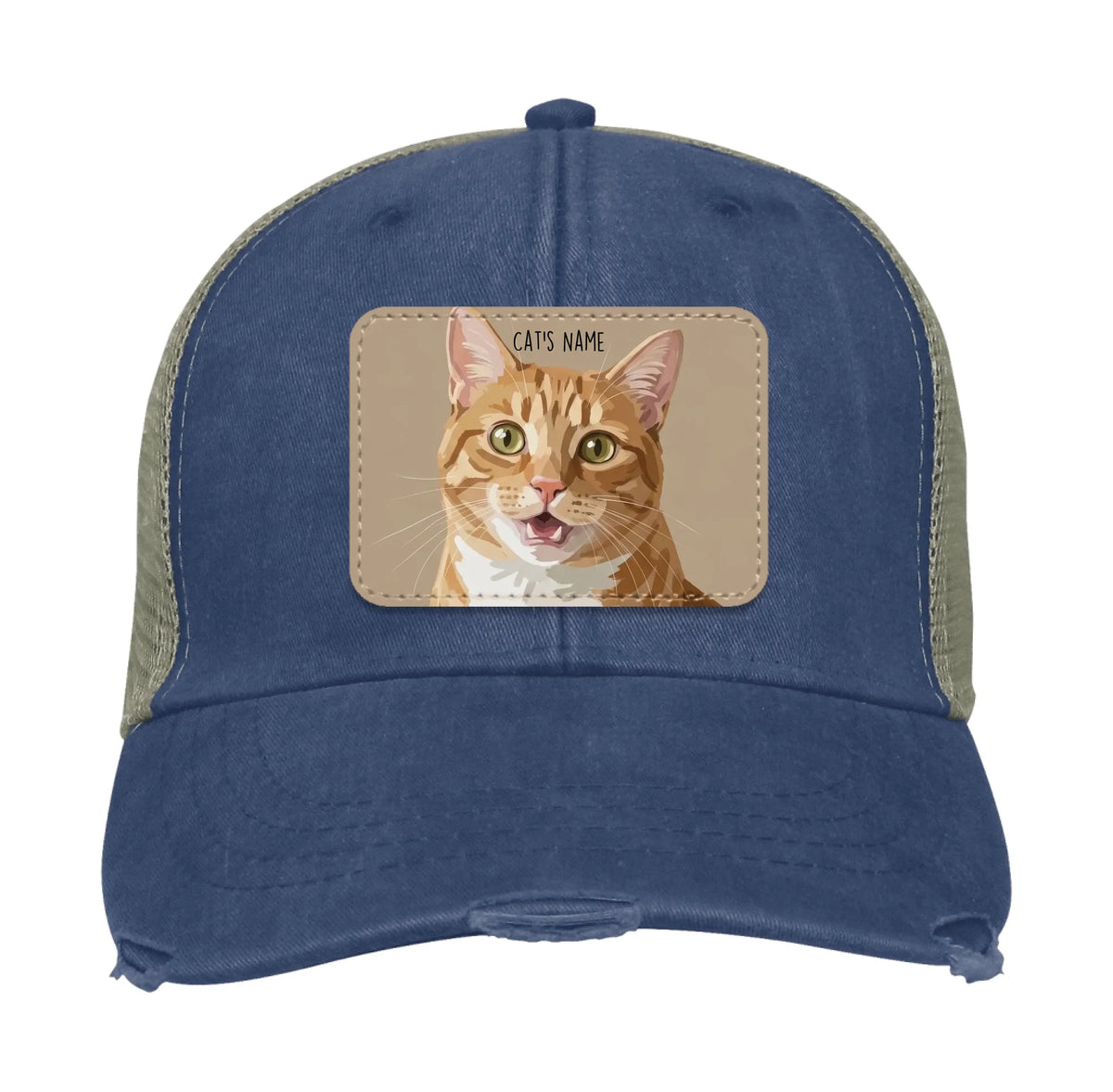 Custom Cat Portrait Trucker Hat | Personalized Painted Pet Patch Cap from Your Photo