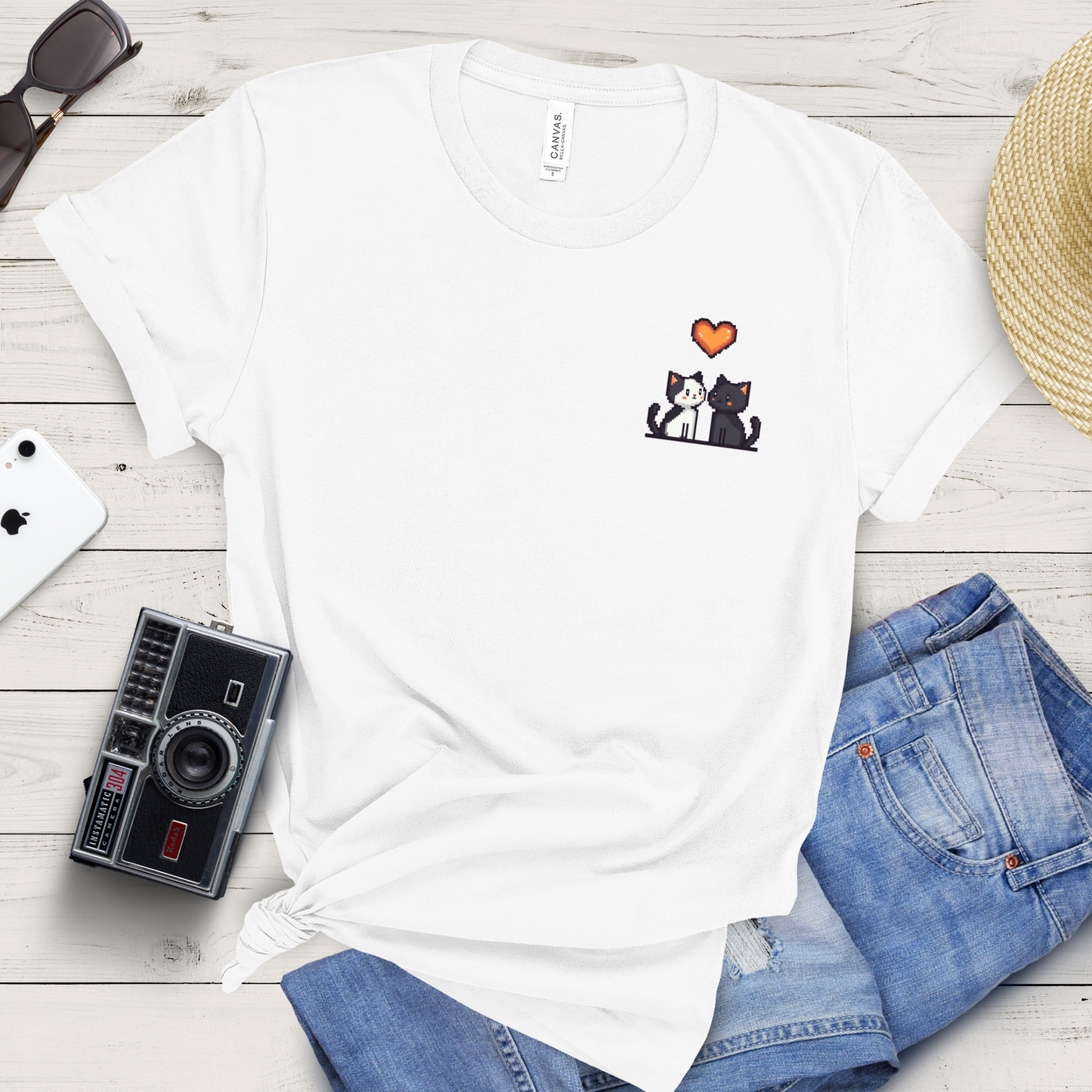 Pixel Pawfect Love Pocket Style T-Shirt