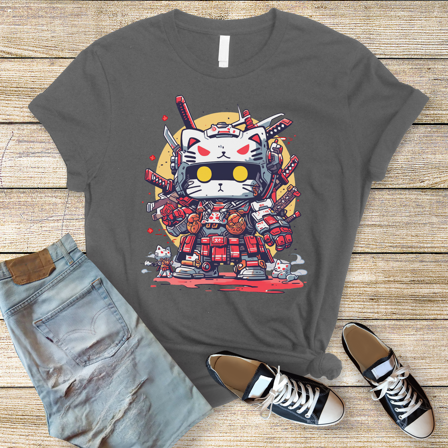 Neko Ronin: Samurai Cat Robot T-Shirt