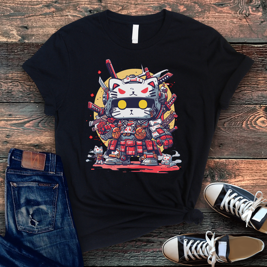 Neko Ronin: Samurai Cat Robot T-Shirt