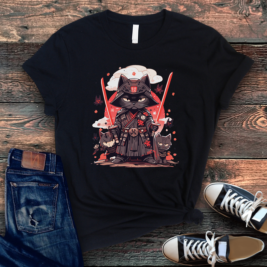 Meow of the Dark Side: Darth Samurai Cat T-Shirt