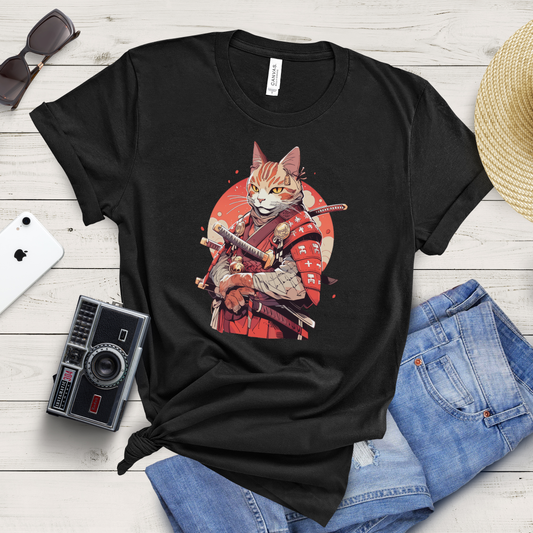 Cool Cat Samurai T-Shirt: Fierce and Fearless