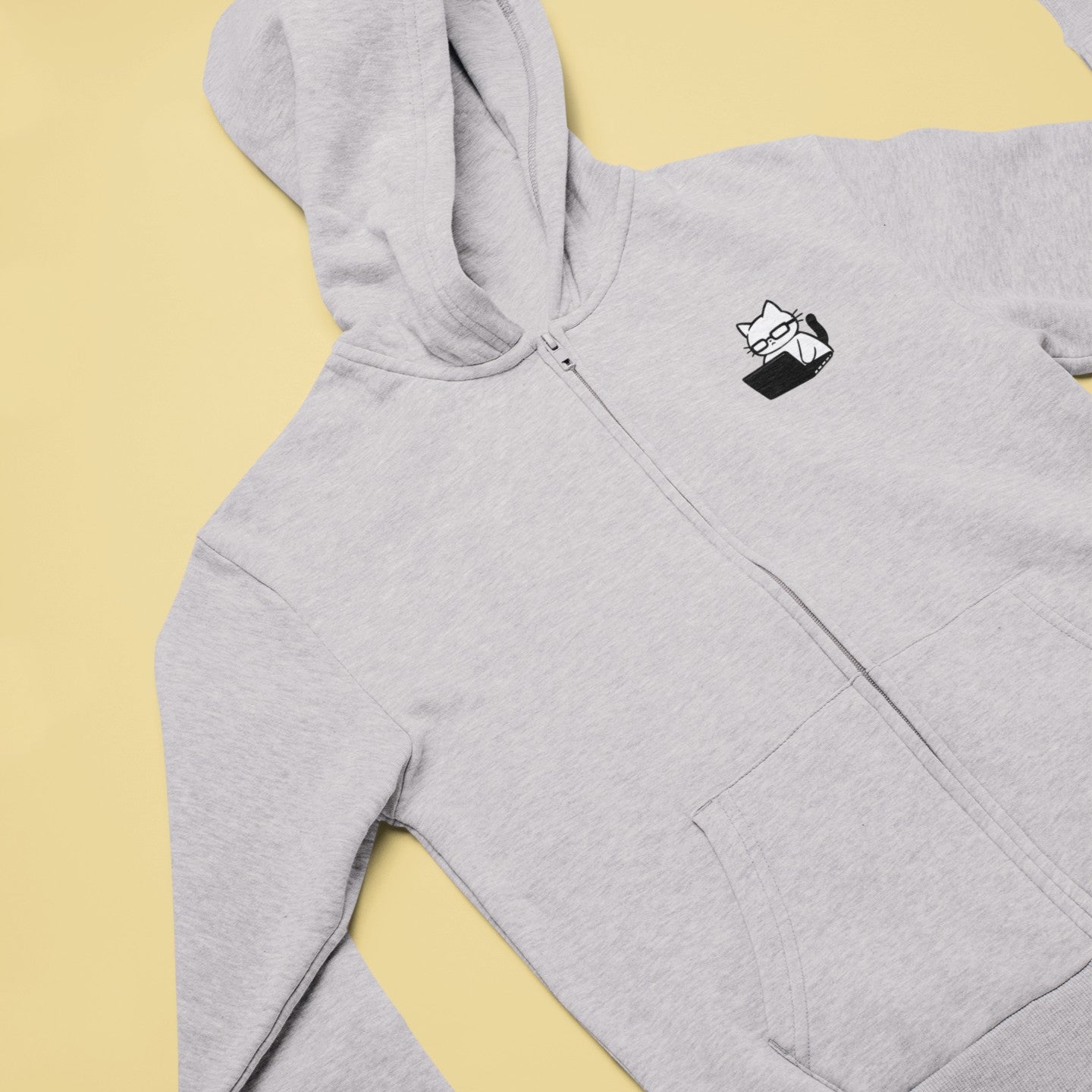 Nerd Cat Work Mode Zip Hoodie