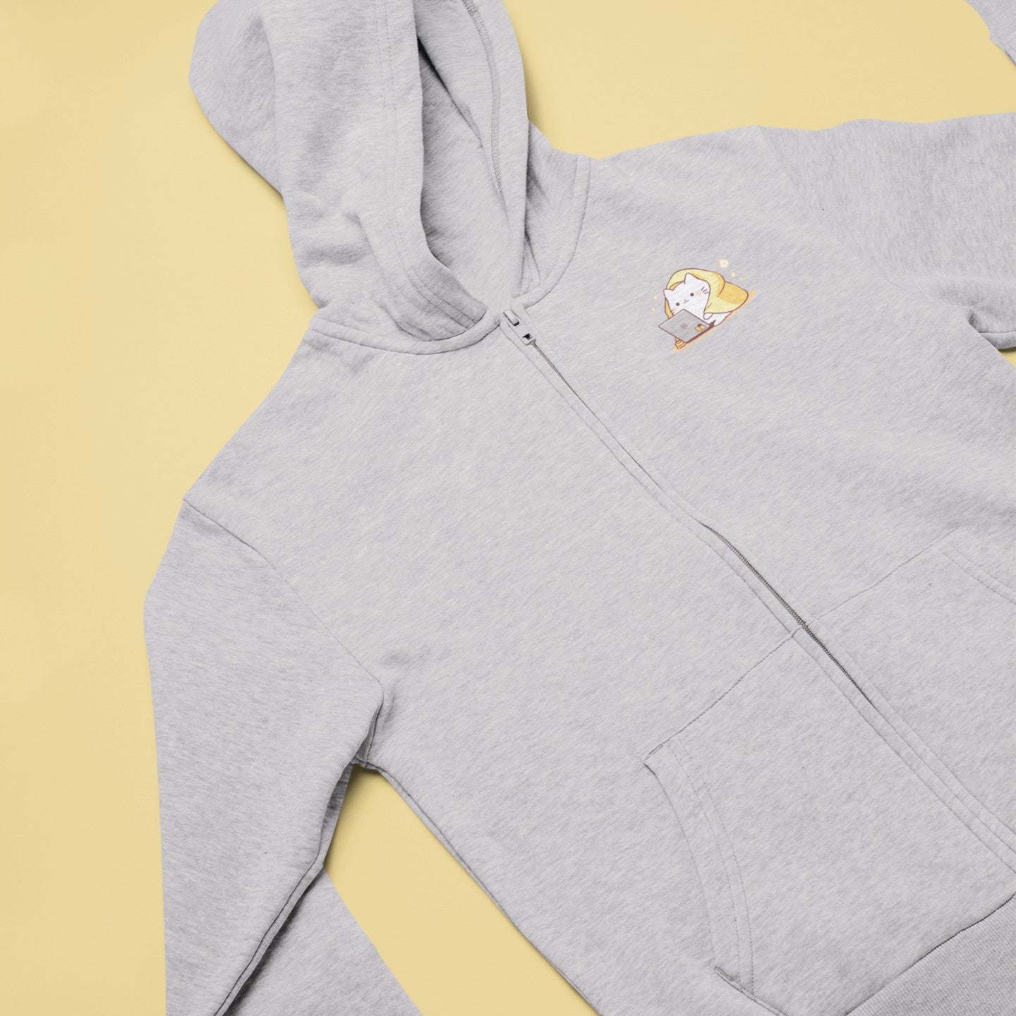 Feline Productivity Mode Zip Hoodie