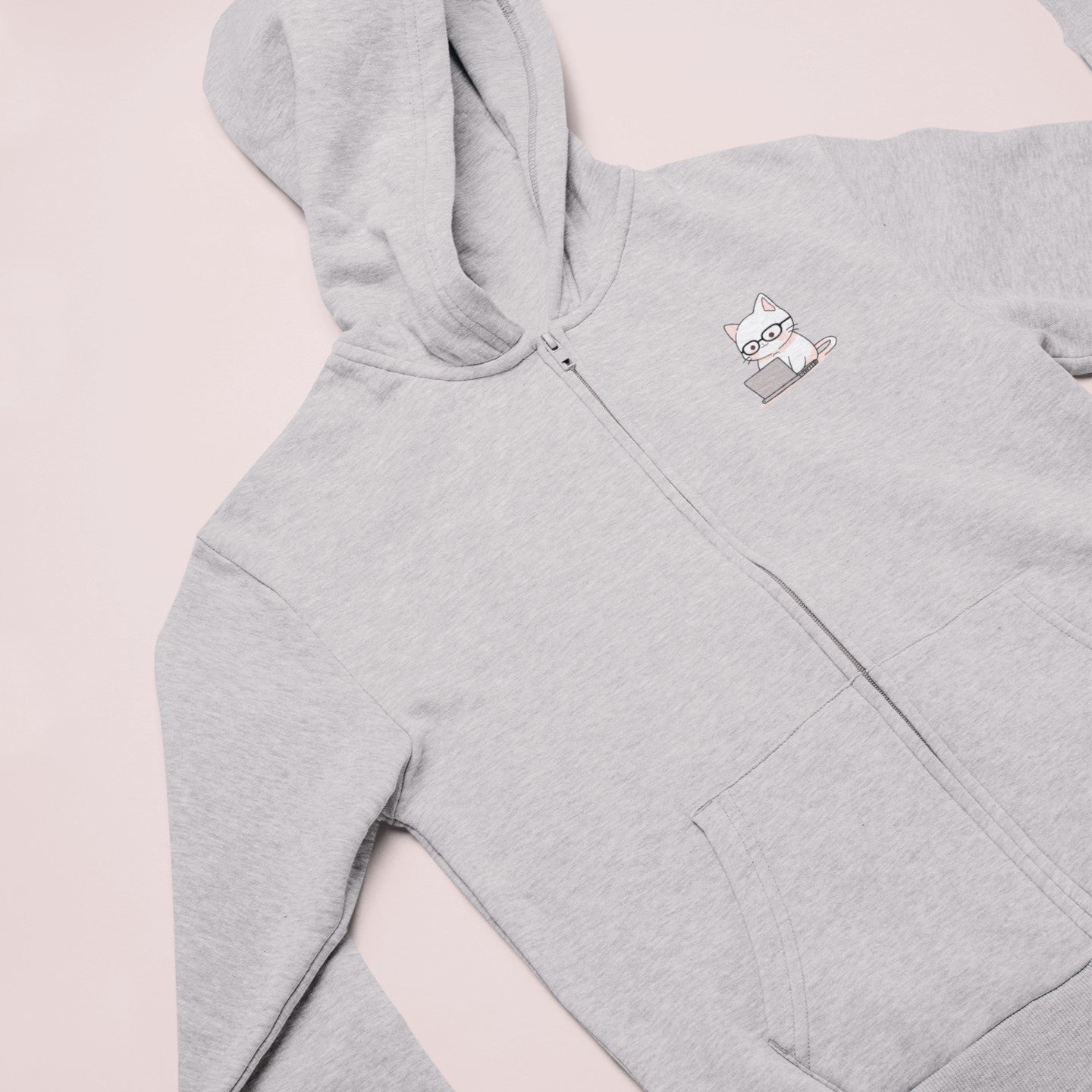 Nerd-Mode Engaged: The Geeky Cat Zip Hoodie