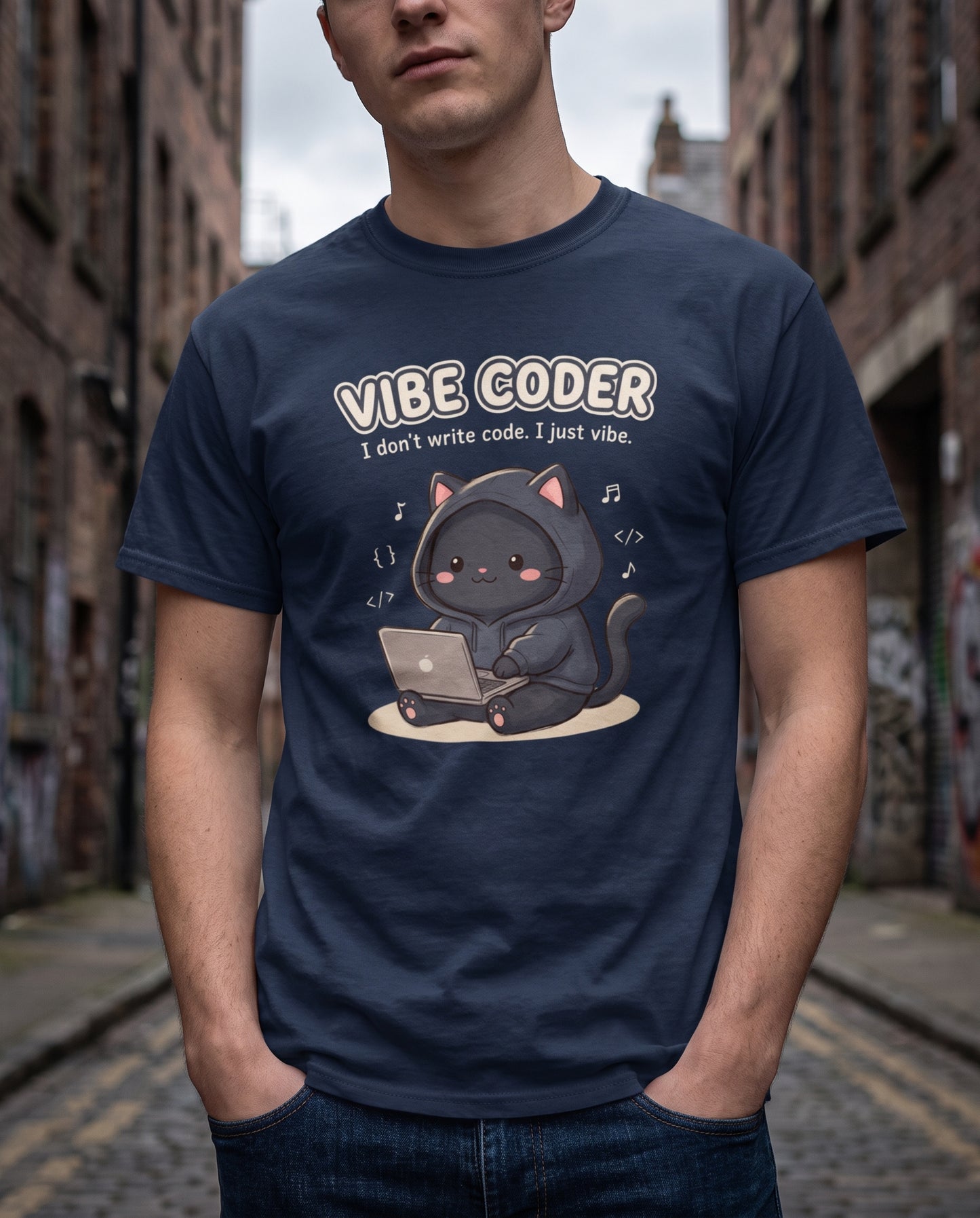 Vibe Coder Cat T-Shirt - Funny Coding Cat Shirt
