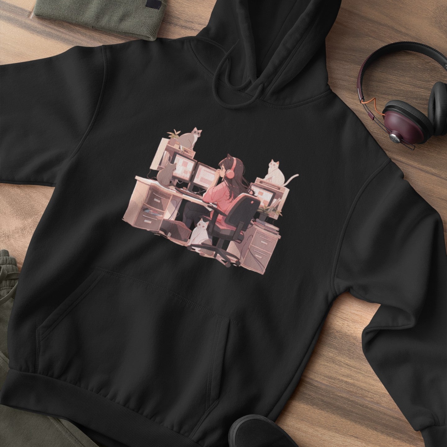 Geek Cat Mom's Workstation Hoodie