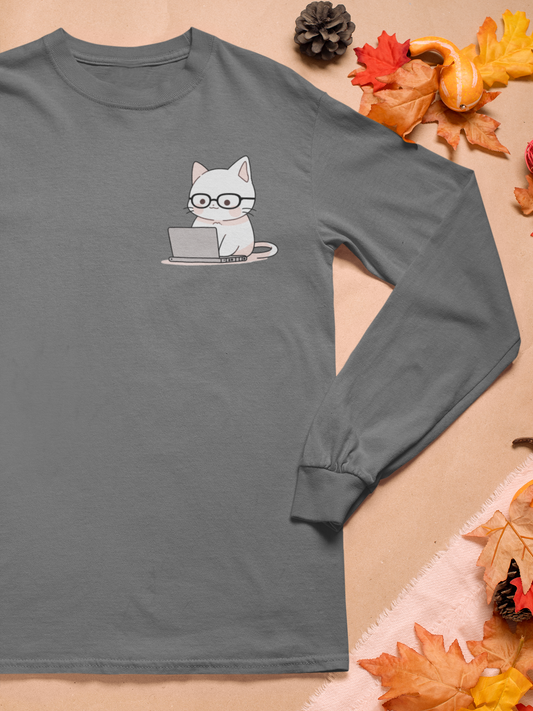 Nerd-Mode Engaged: The Geeky Cat Long Sleeve Tee