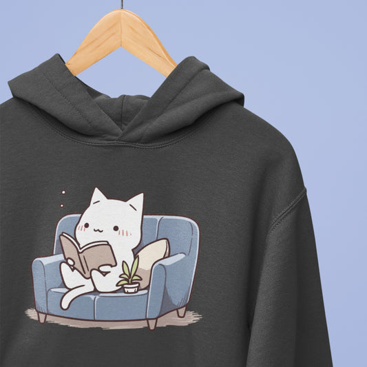 Cozy Cat Lover's Reading Hoodie
