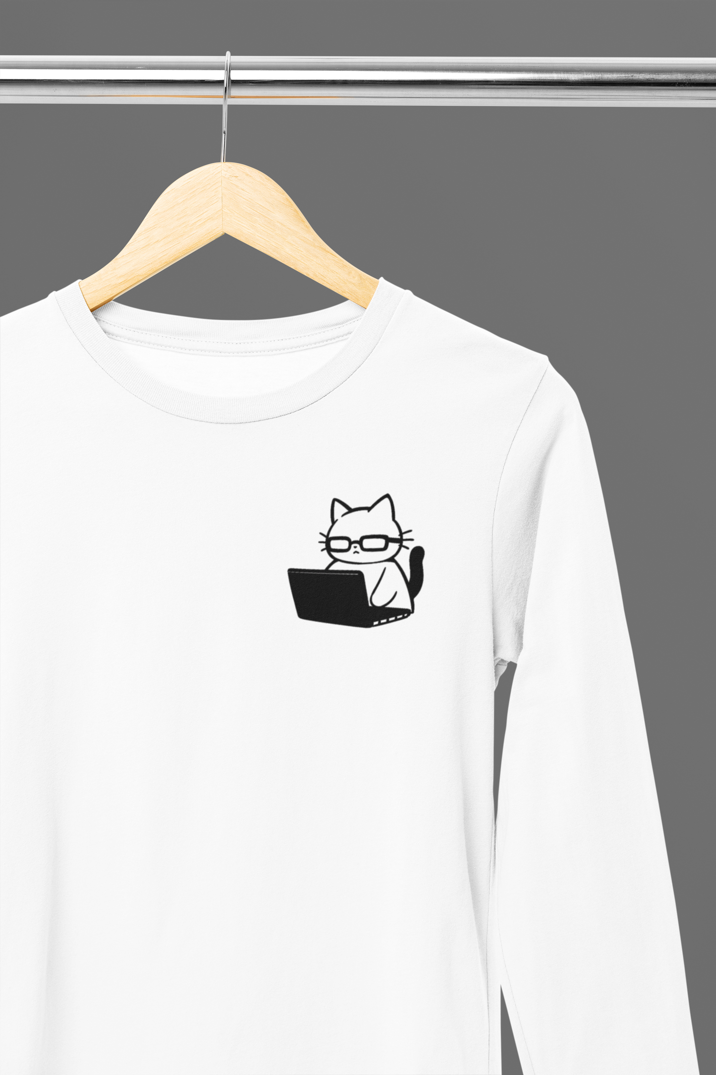 Nerd Cat Work Mode Long Sleeve Tee