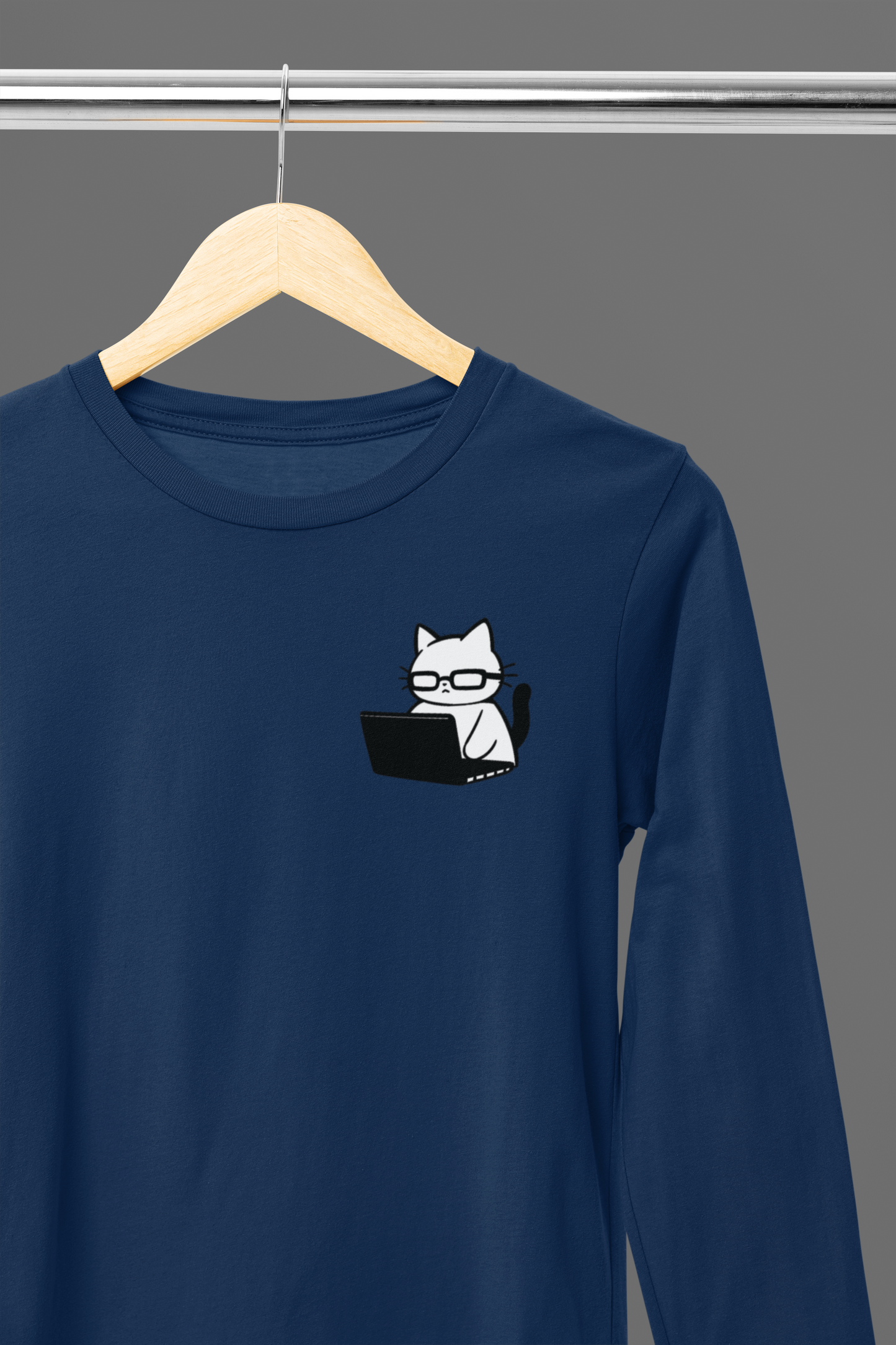 Nerd Cat Work Mode Long Sleeve Tee