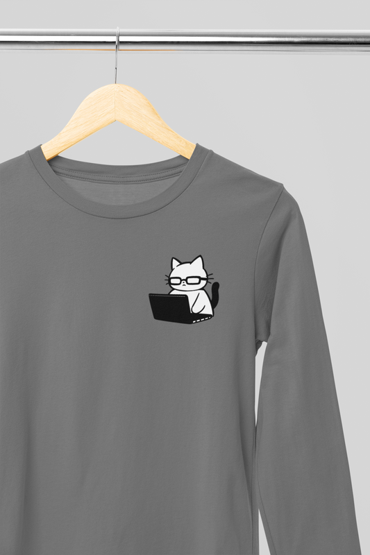 Nerd Cat Work Mode Long Sleeve Tee