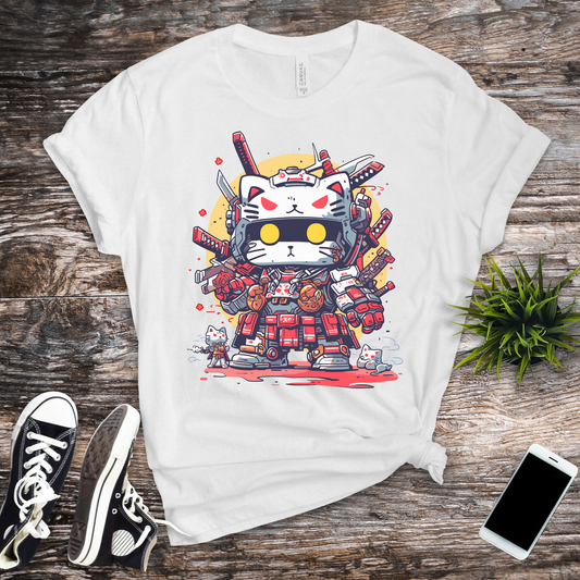 Neko Ronin: Samurai Cat Robot T-Shirt