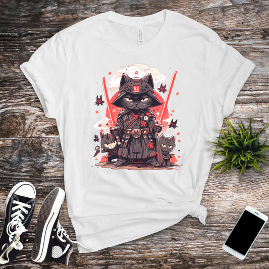 Meow of the Dark Side: Dark Samurai Cat T-Shirt