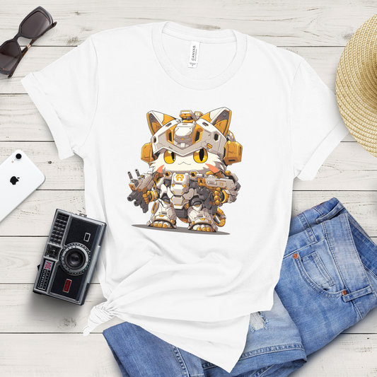 Yellow Samurai Mecha Cat T-Shirt