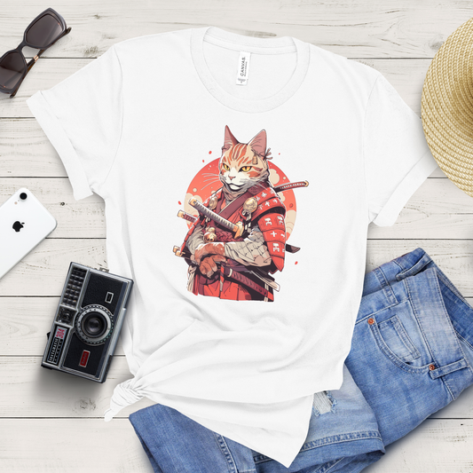 Cool Cat Samurai T-Shirt: Fierce and Fearless