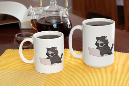 Cool Cat Hacker Coffee Mug