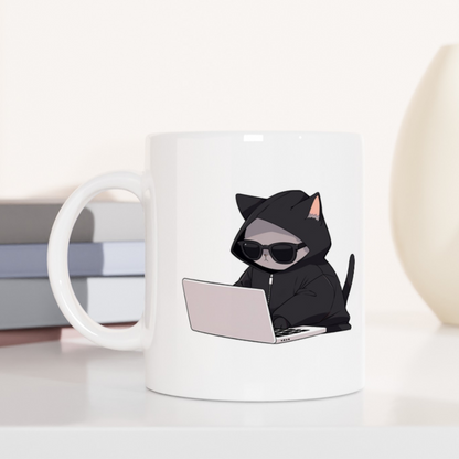 Cool Cat Hacker Coffee Mug