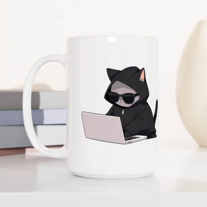 Cool Cat Hacker Coffee Mug