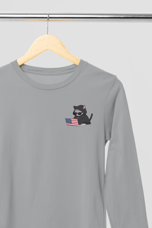 Patriotic Cat Hacker Long Sleeve Tee