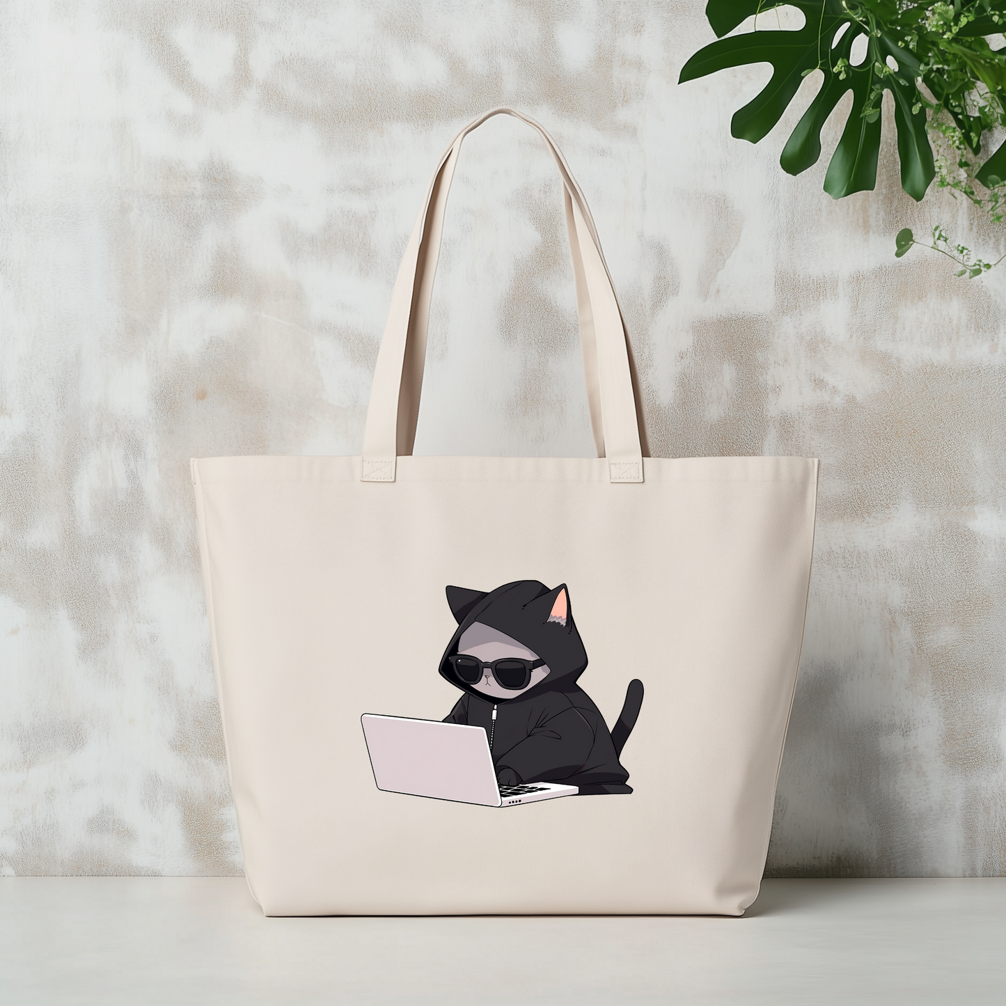 Cool Cat Hacker Jumbo Tote