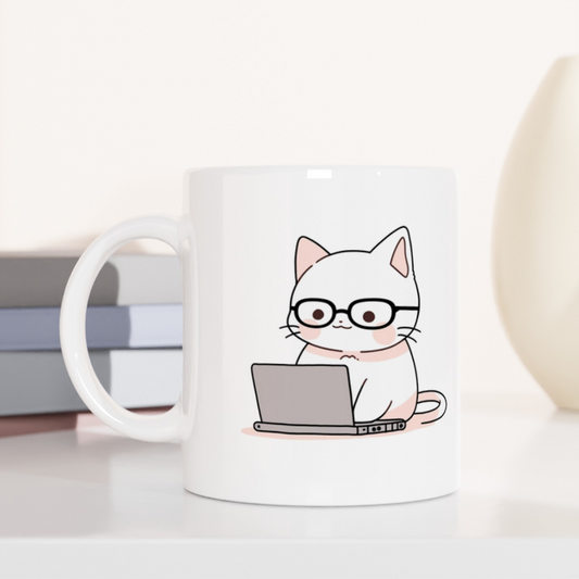 Nerd-Mode Engaged: The Geeky Cat Coffee Mug