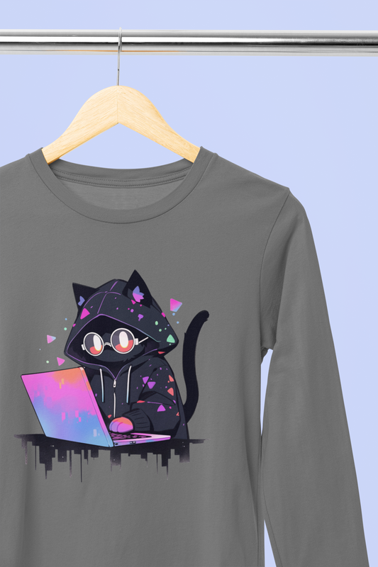 Cyber Cat Vibes Long Sleeve Tee