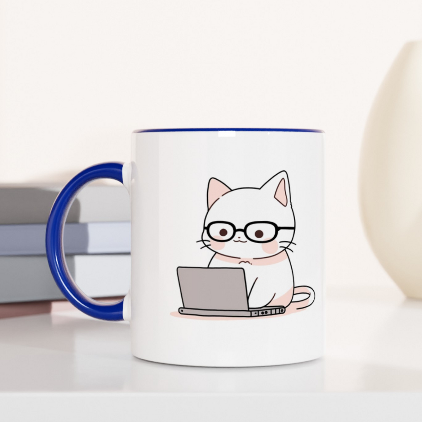 Nerd-Mode Engaged: The Geeky Cat 11oz Ceramic Two Tone Mug