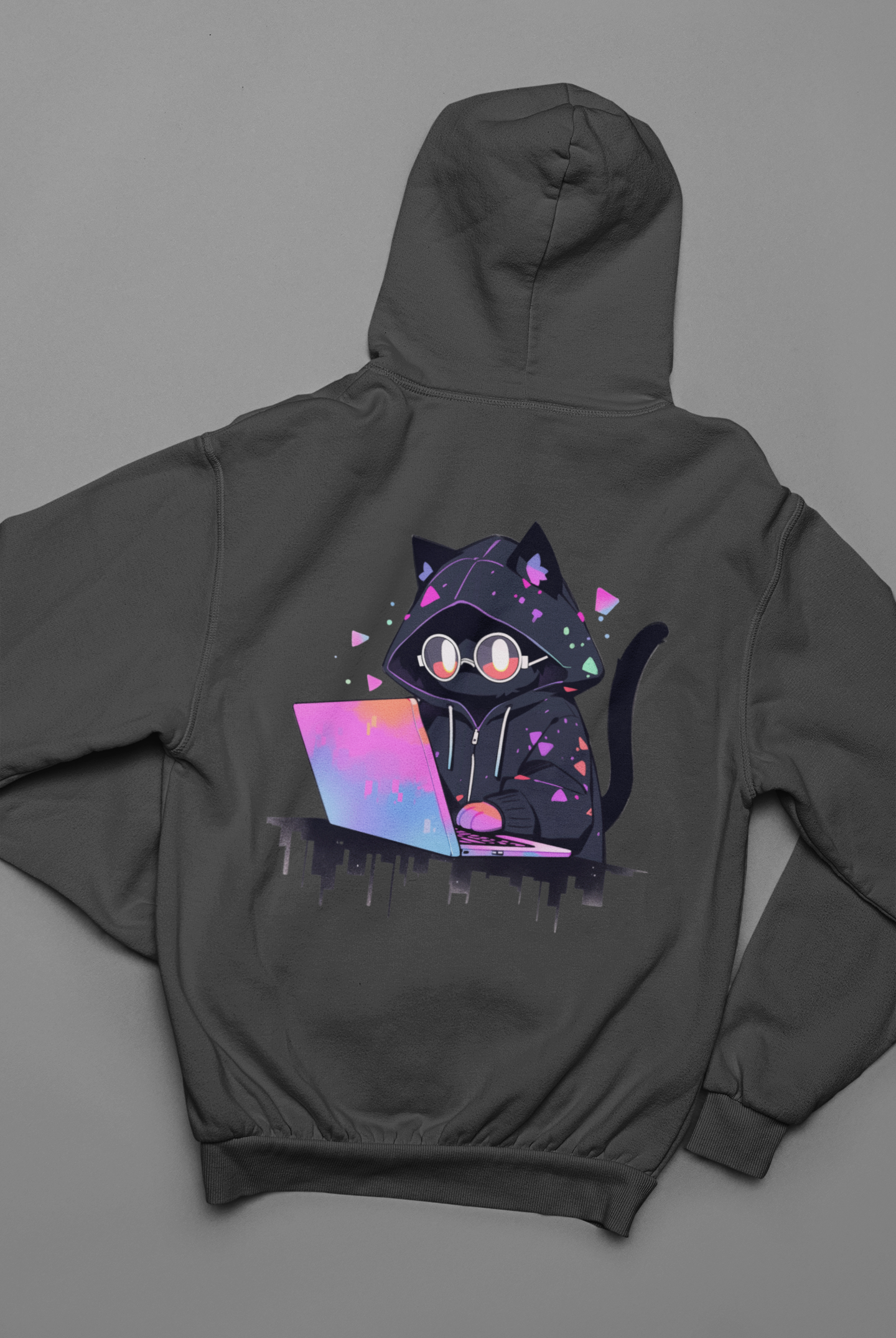 Cyber Cat Vibes Zip Hoodie