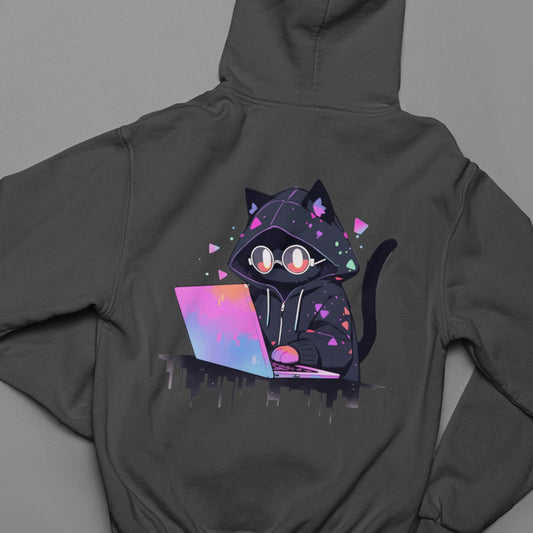 Cyber Cat Vibes Zip Hoodie