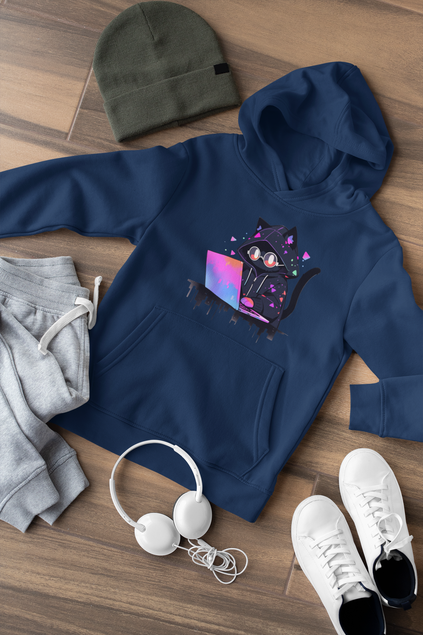 Cyber Cat Vibes Hoodie