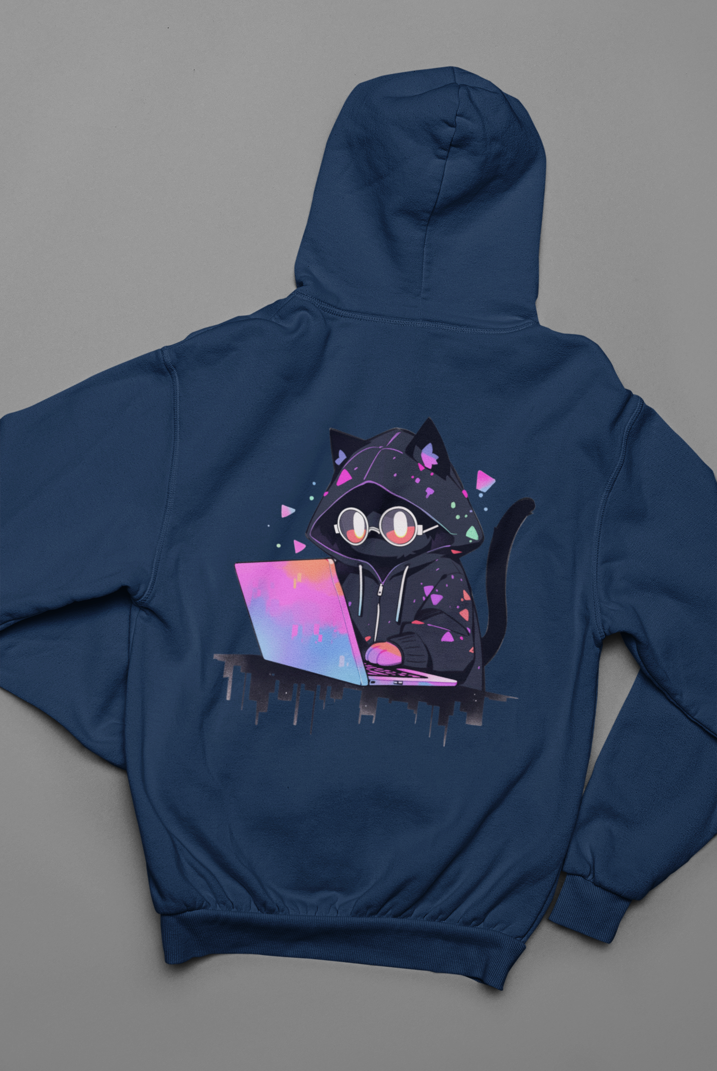 Cyber Cat Vibes Zip Hoodie