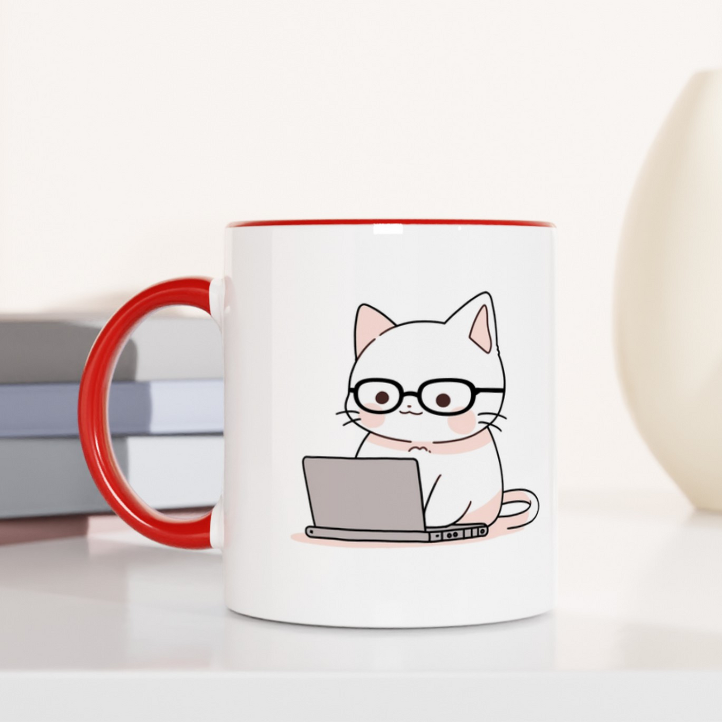 Nerd-Mode Engaged: The Geeky Cat 11oz Ceramic Two Tone Mug