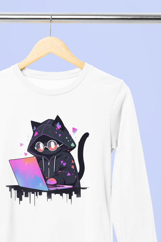 Cyber Cat Vibes Long Sleeve Tee