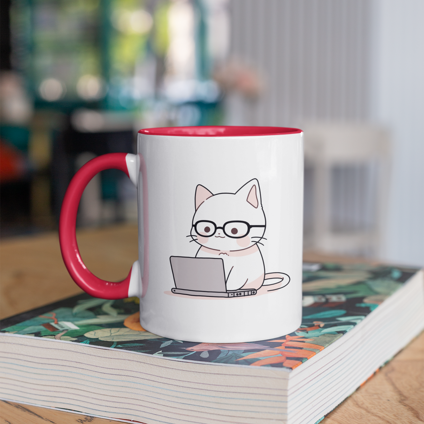 Nerd-Mode Engaged: The Geeky Cat 11oz Ceramic Two Tone Mug