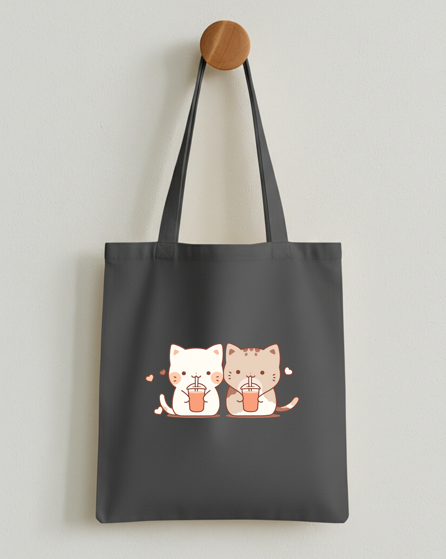 Boba-Loving Cat Couple Classic Tote Bag