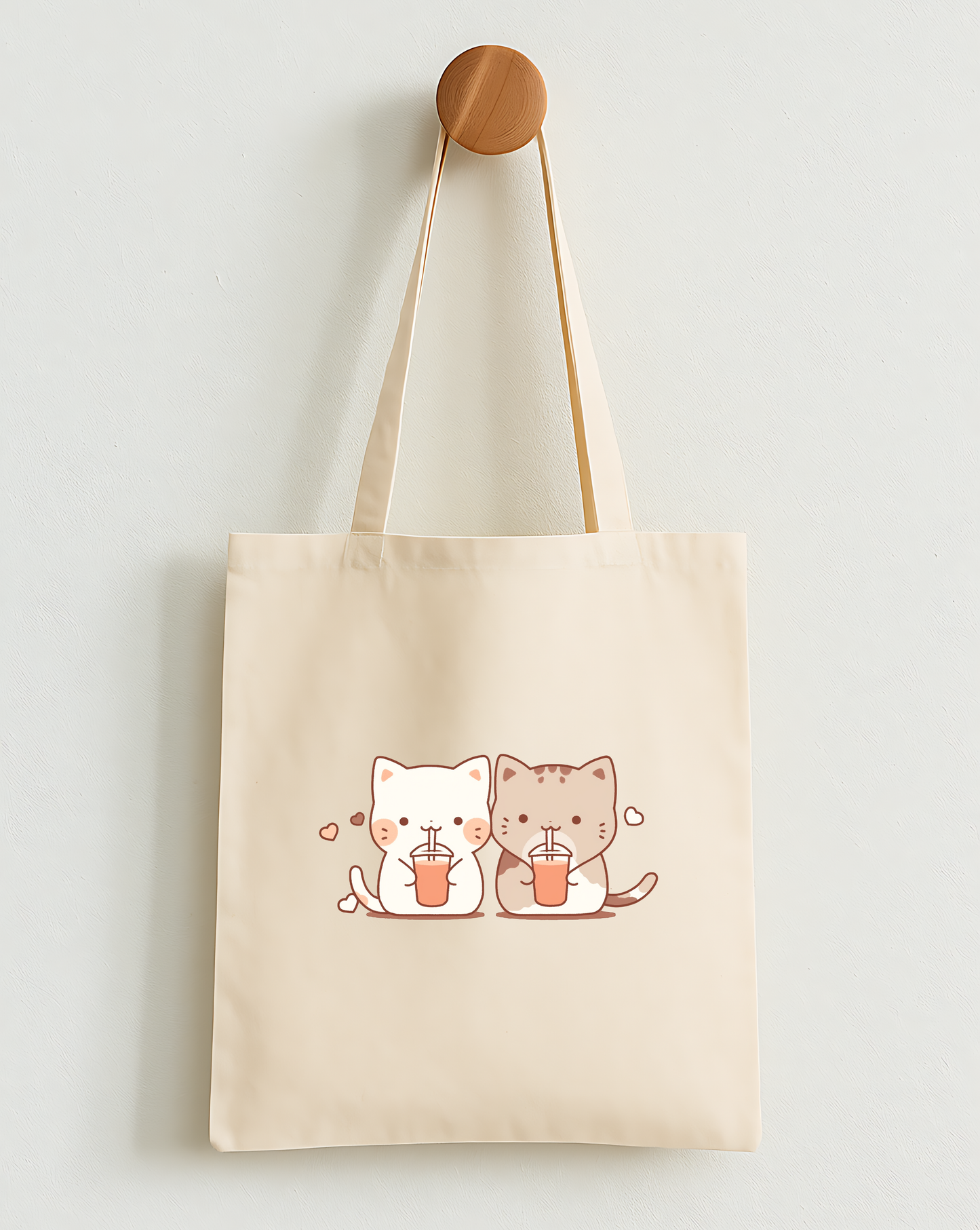 Boba-Loving Cat Couple Classic Tote Bag