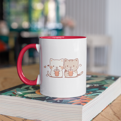 Boba-Loving Cat 11oz Ceramic Two-Tone Mug