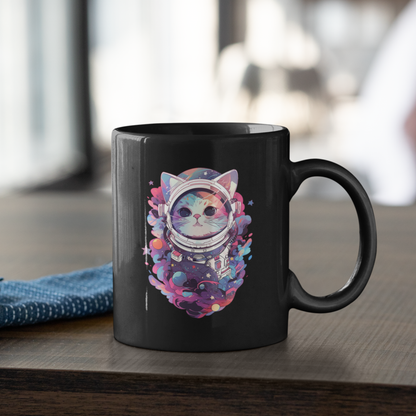 The Catstronaut Black Coffee Mug