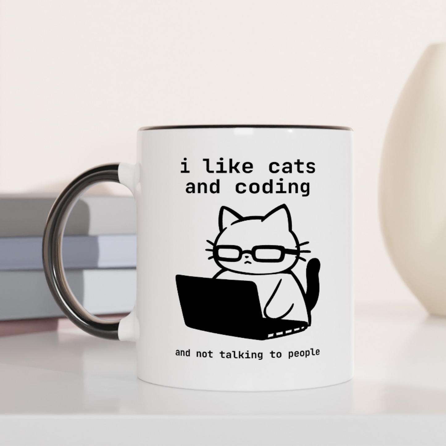 I Like Cats and Coding and Not Talking to People 11oz Ceramic Two Tone Mug