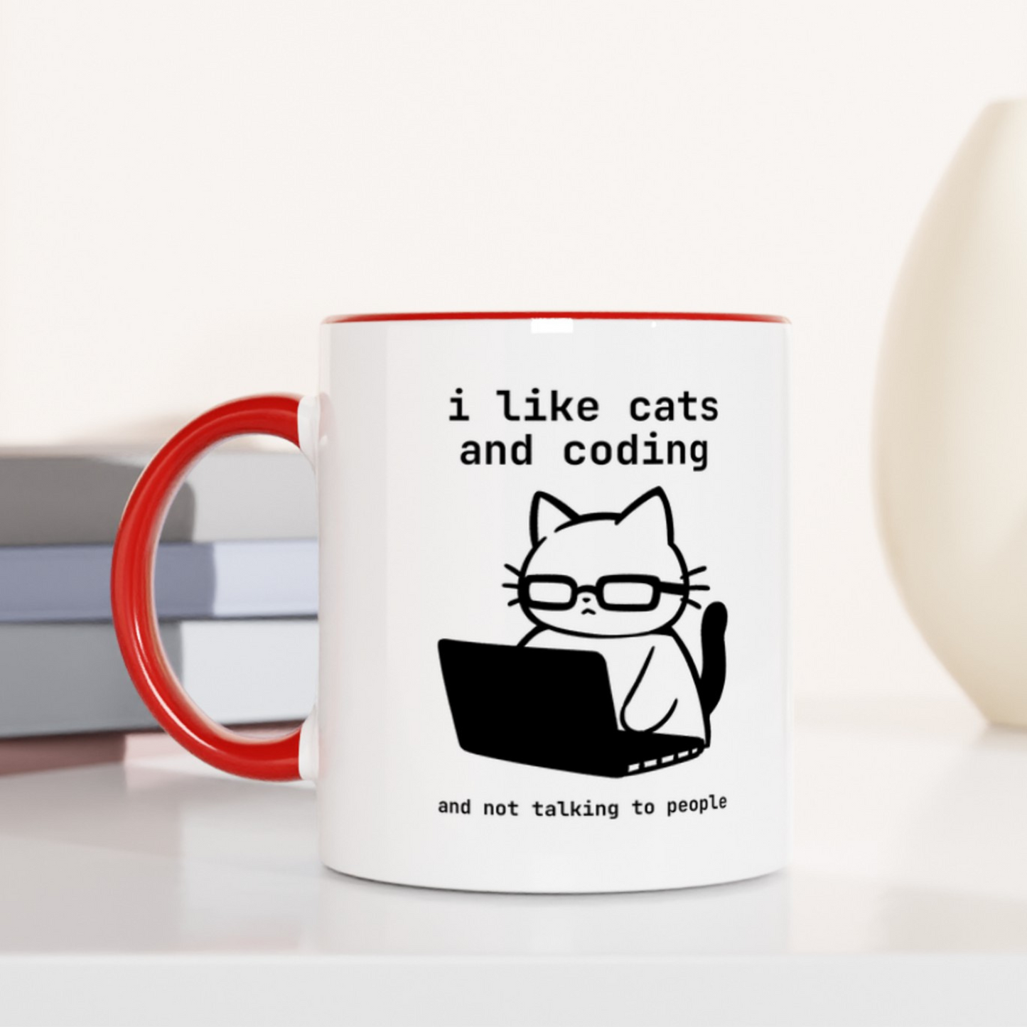 I Like Cats and Coding and Not Talking to People 11oz Ceramic Two Tone Mug