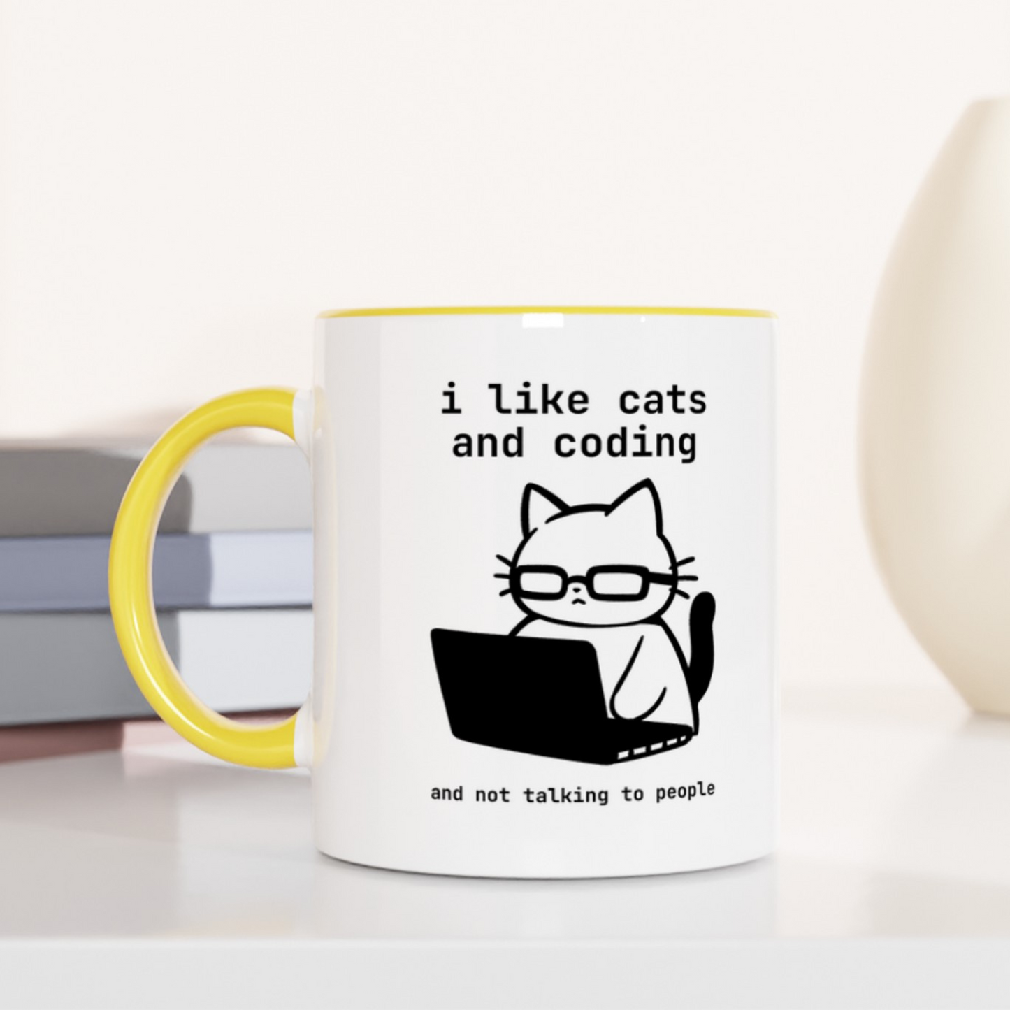 I Like Cats and Coding and Not Talking to People 11oz Ceramic Two Tone Mug