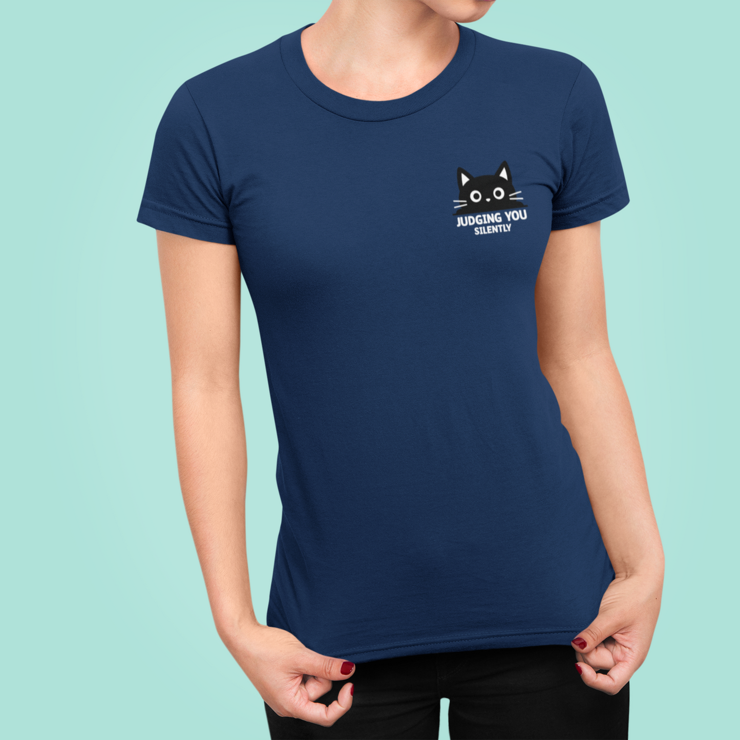 Judging You Silently Cat Women’s Slim Fit Tee