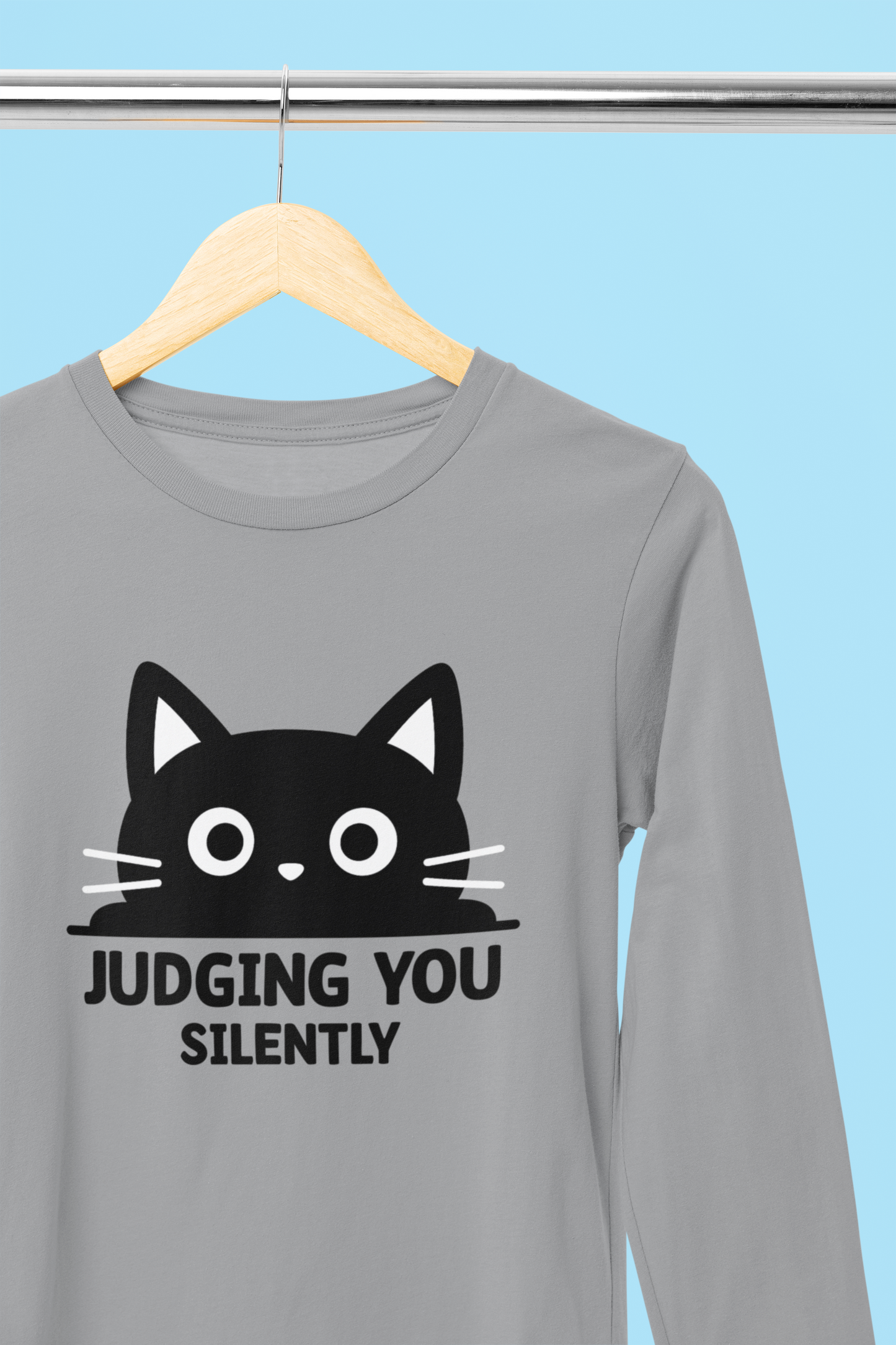 Judging You Silently Big Mood Cat Long Sleeve Tee