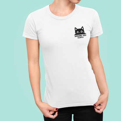 Judging You Silently Cat Women’s Slim Fit Tee